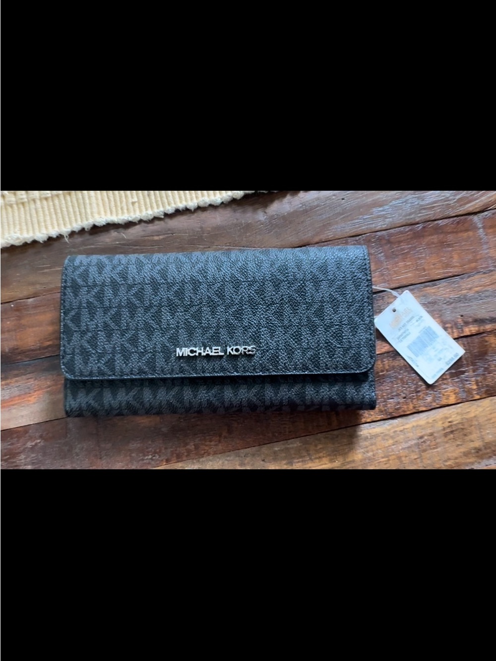 Michael Kors Black/Charcoal Signature Trifold Wallet - Picture 7 of 7